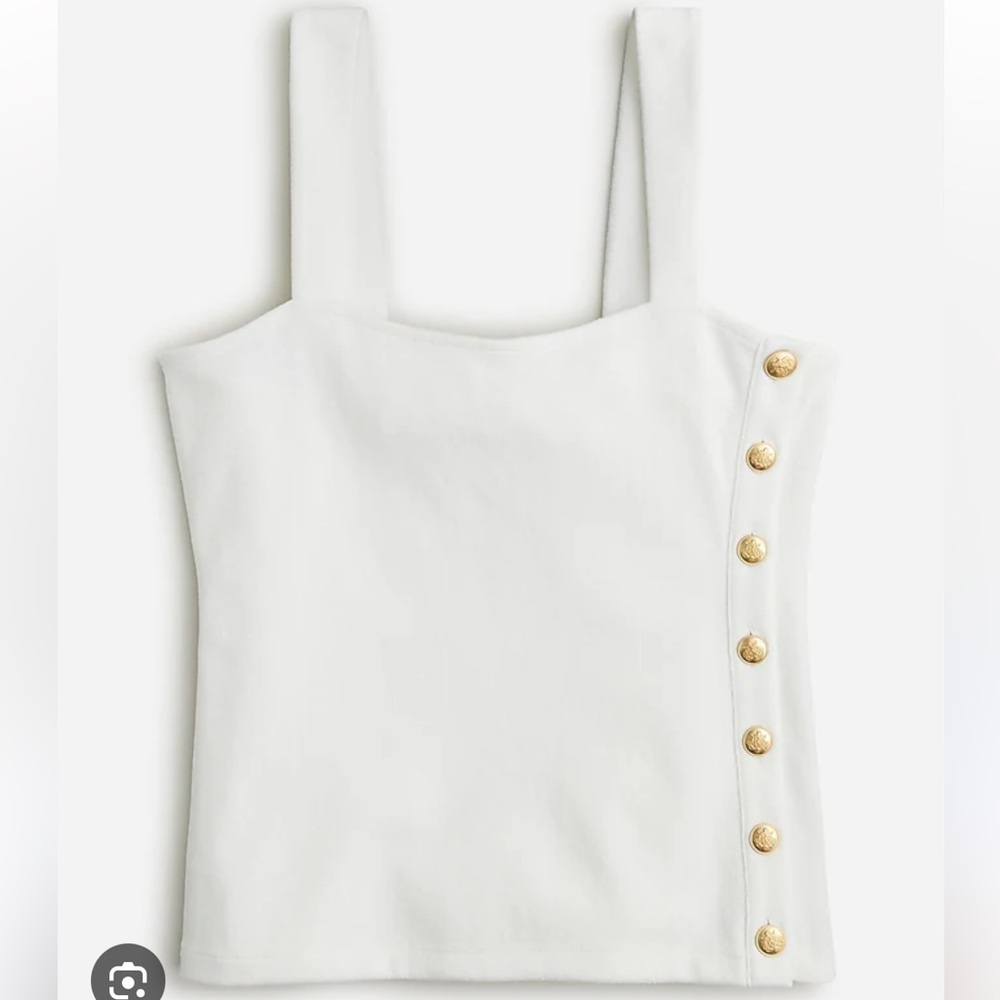NWT J. Crew Button tank top in cotton-blend bouclé, size medium